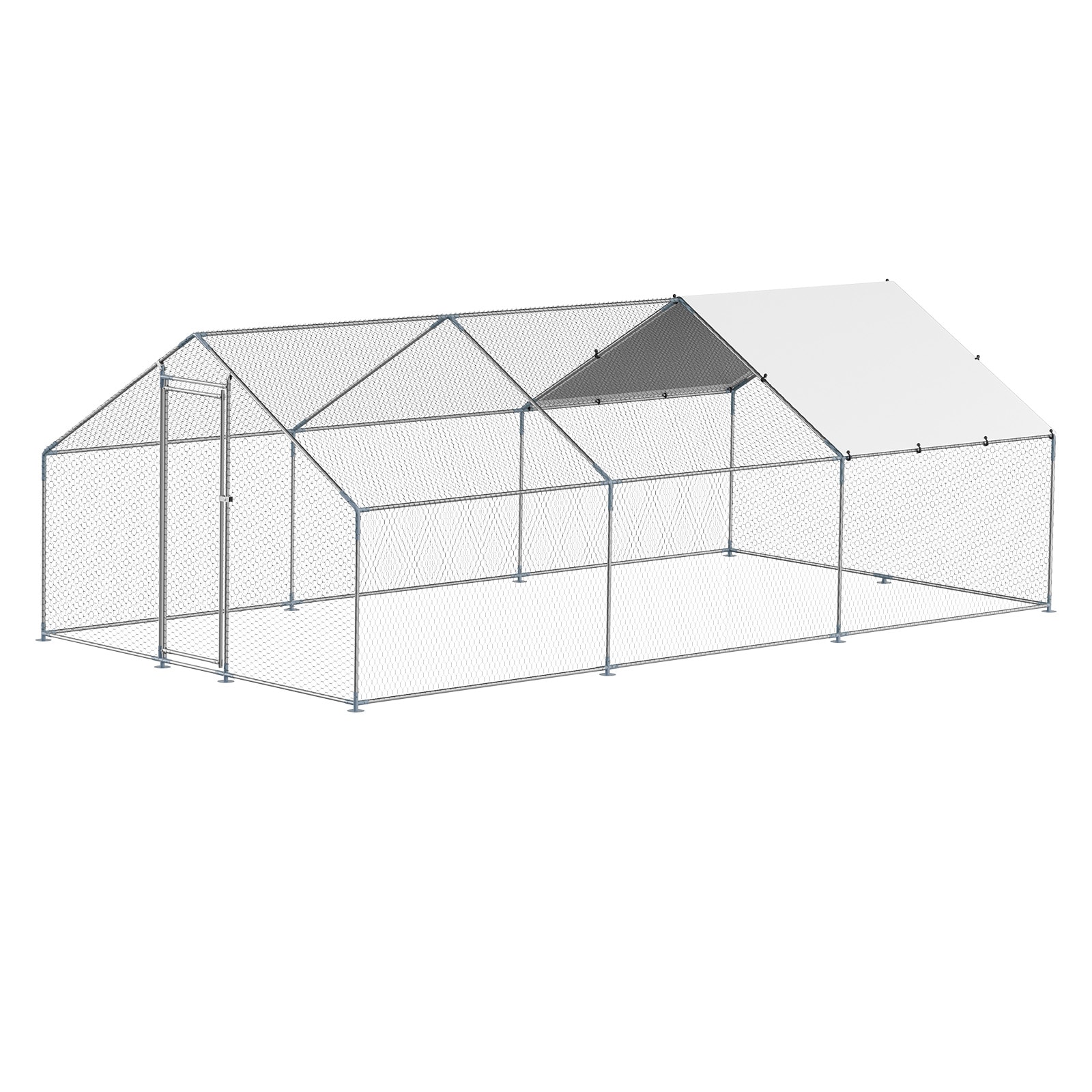 Metal Walk-in Chicken Coop With Waterproof Roof Cover_voghion.com